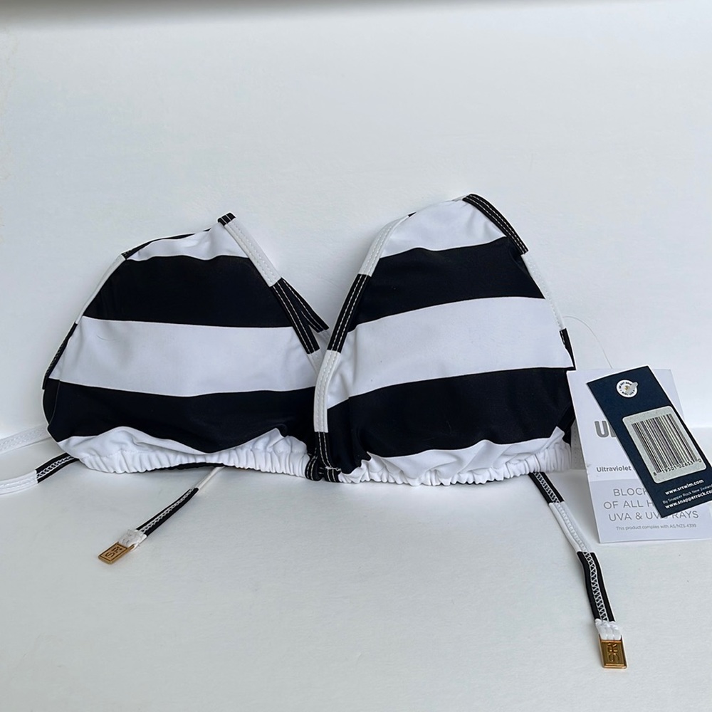 Snapper Rock Stripe Bikini Swim Top Blue White size XL